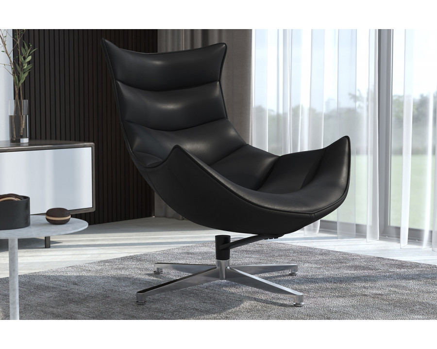 BLNK Pasithea LeatherSoft Swivel Cocoon Chair - Black