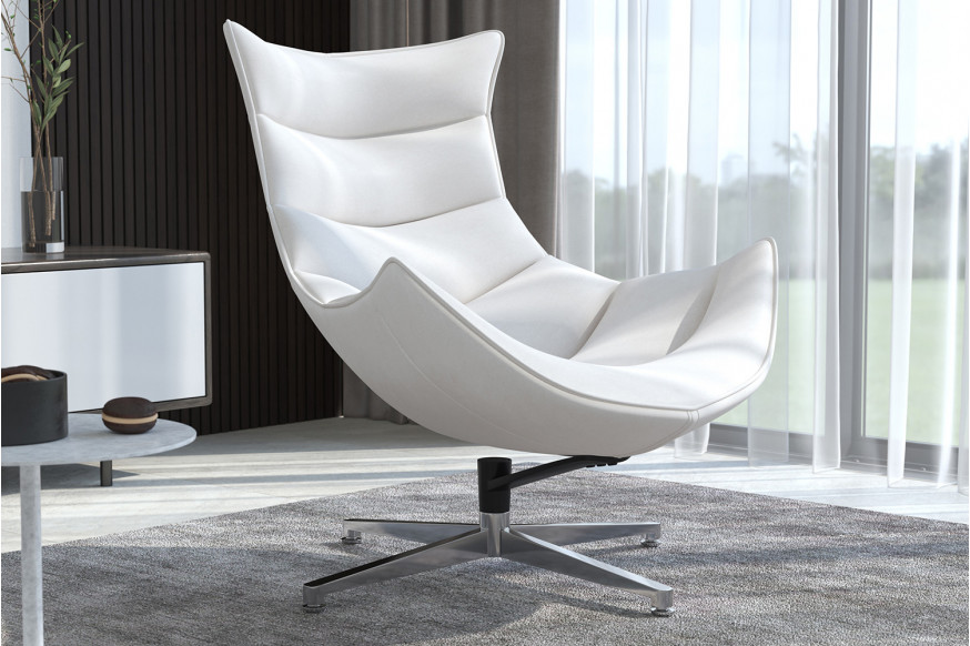 BLNK™ Pasithea LeatherSoft Swivel Cocoon Chair - Creamy White