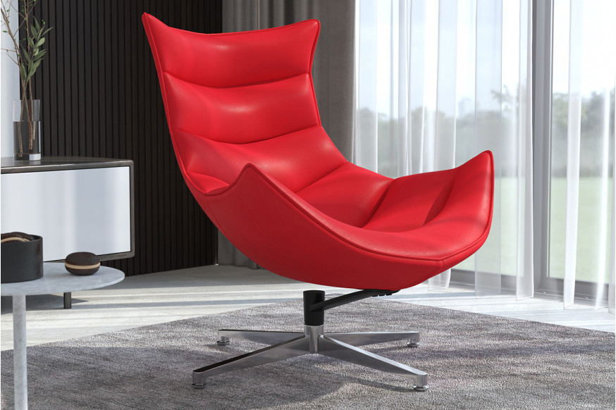 BLNK™ Pasithea LeatherSoft Swivel Cocoon Chair - Red