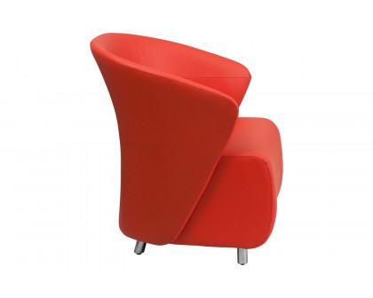 BLNK Pasithea LeatherSoft Curved Barrel Back Lounge Chair - Red