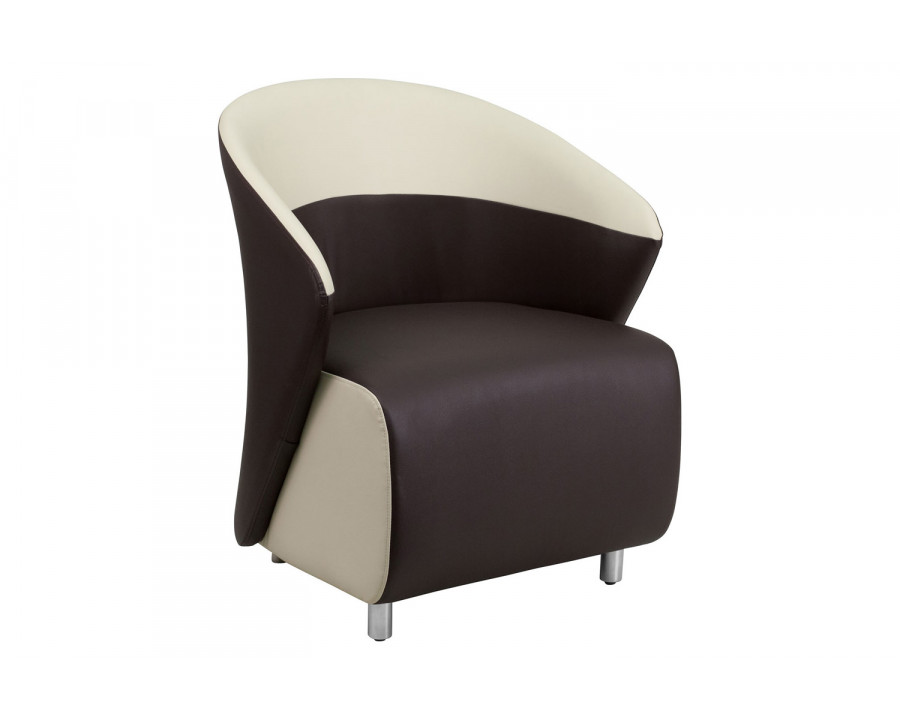 BLNK Pasithea LeatherSoft Curved Barrel Back Lounge Chair - Dark Brown/Beige