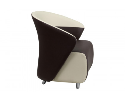 BLNK™ Pasithea LeatherSoft Curved Barrel Back Lounge Chair - Dark Brown/Beige