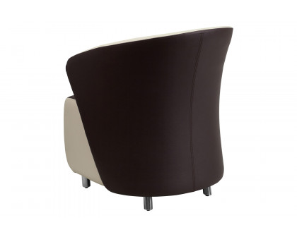 BLNK™ Pasithea LeatherSoft Curved Barrel Back Lounge Chair - Dark Brown/Beige