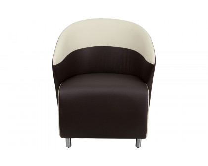 BLNK™ Pasithea LeatherSoft Curved Barrel Back Lounge Chair - Dark Brown/Beige