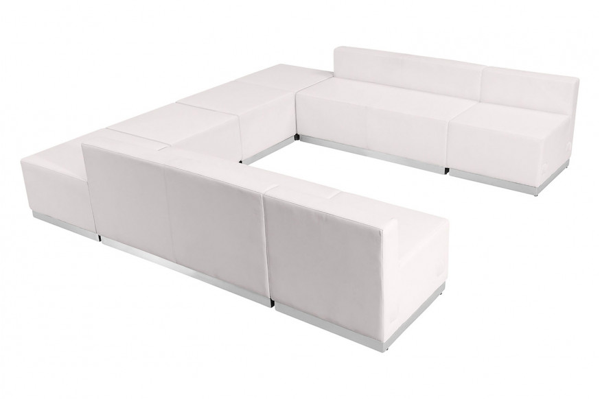 BLNK™ HERCULES Alon Series Set 4 LeatherSoft Reception Configuration 8 Pieces - Melrose White