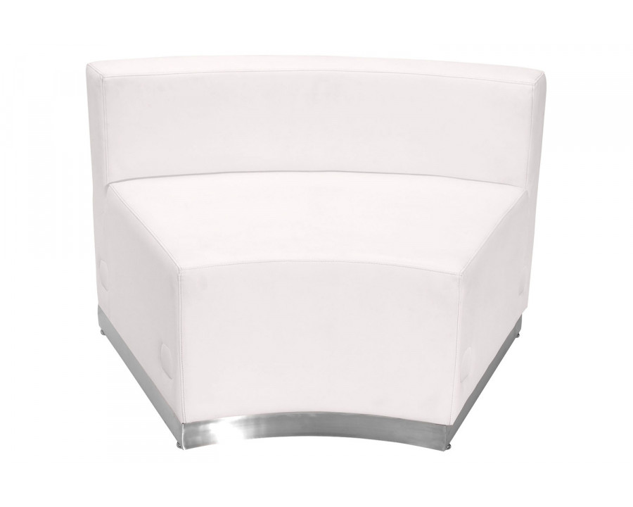 BLNK HERCULES Alon Series LeatherSoft Concave Chair with Brushed Stainless Steel Base - Melrose White