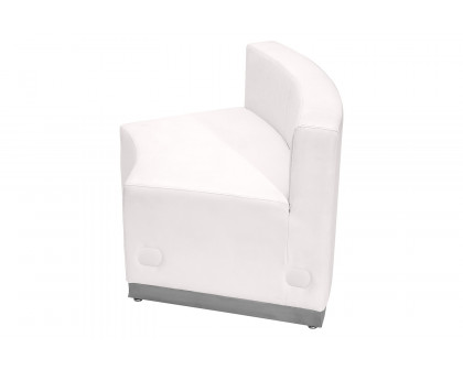 BLNK HERCULES Alon Series LeatherSoft Concave Chair with Brushed Stainless Steel Base - Melrose White