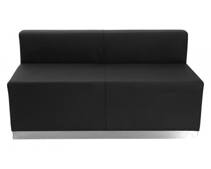 BLNK HERCULES Alon Series LeatherSoft Loveseat with Brushed Stainless Steel Base - Black