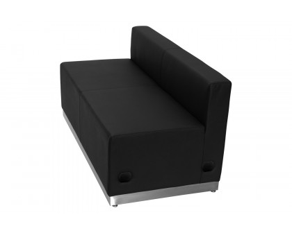 BLNK HERCULES Alon Series LeatherSoft Loveseat with Brushed Stainless Steel Base - Black