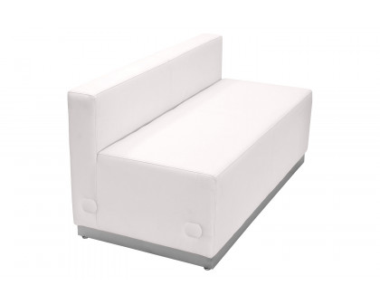 BLNK HERCULES Alon Series LeatherSoft Loveseat with Brushed Stainless Steel Base - Melrose White