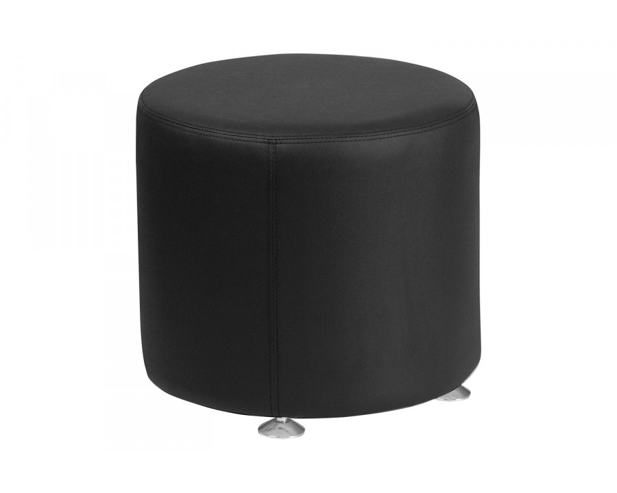 BLNK HERCULES Alon Series Round LeatherSoft Ottoman - Black, 18"D