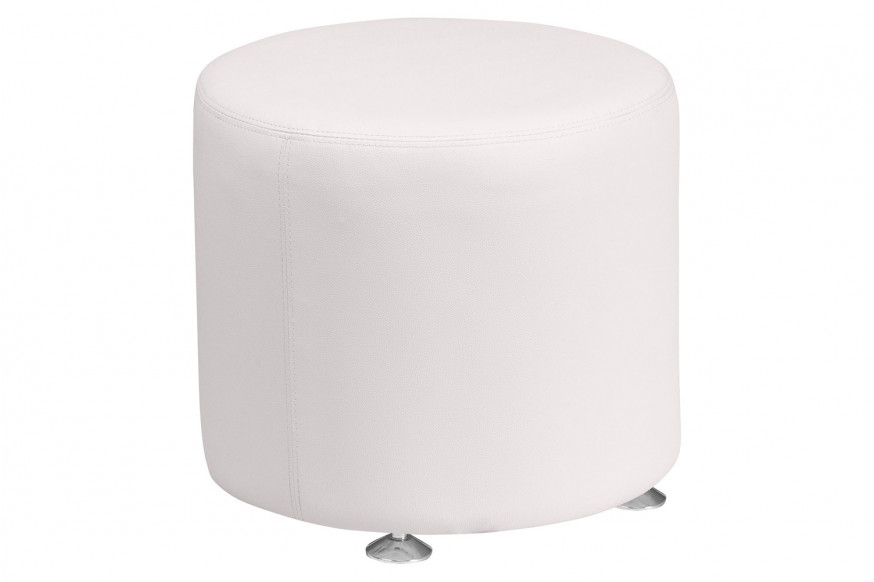 BLNK™ HERCULES Alon Series Round LeatherSoft Ottoman - Melrose White, 18"D