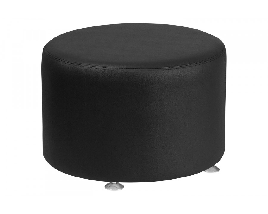 BLNK HERCULES Alon Series Round LeatherSoft Ottoman - Black, 24"D