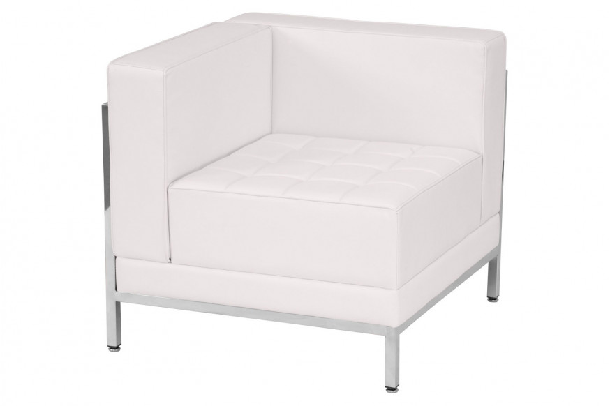 BLNK™ HERCULES Imagination Series LeatherSoft Contemporary Left Corner Chair with Encasing Frame - Melrose White