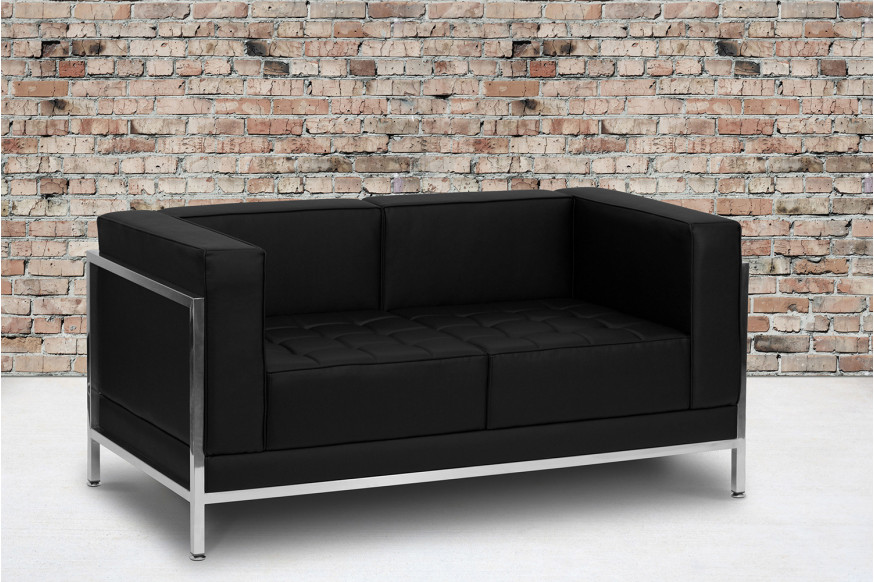 BLNK™ HERCULES Imagination Series LeatherSoft Contemporary Loveseat with Encasing Frame - Black