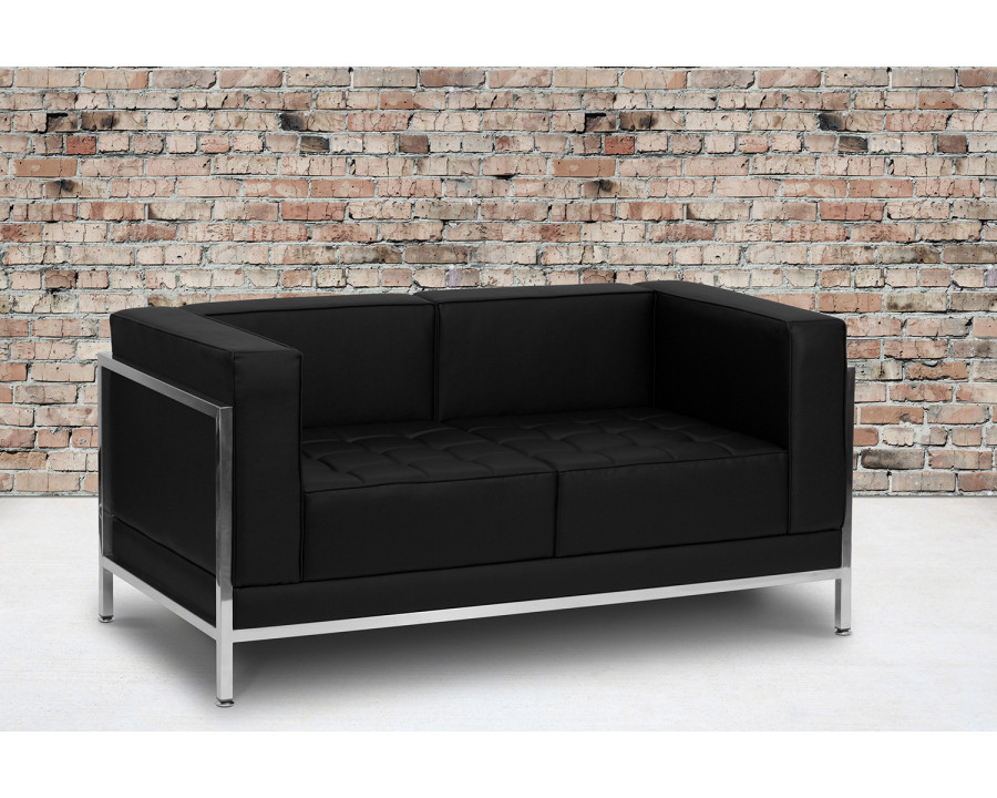 BLNK HERCULES Imagination Series LeatherSoft Contemporary Loveseat with Encasing Frame - Black