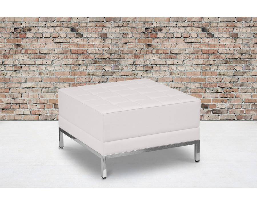 BLNK HERCULES Imagination Series LeatherSoft Ottoman - Melrose White