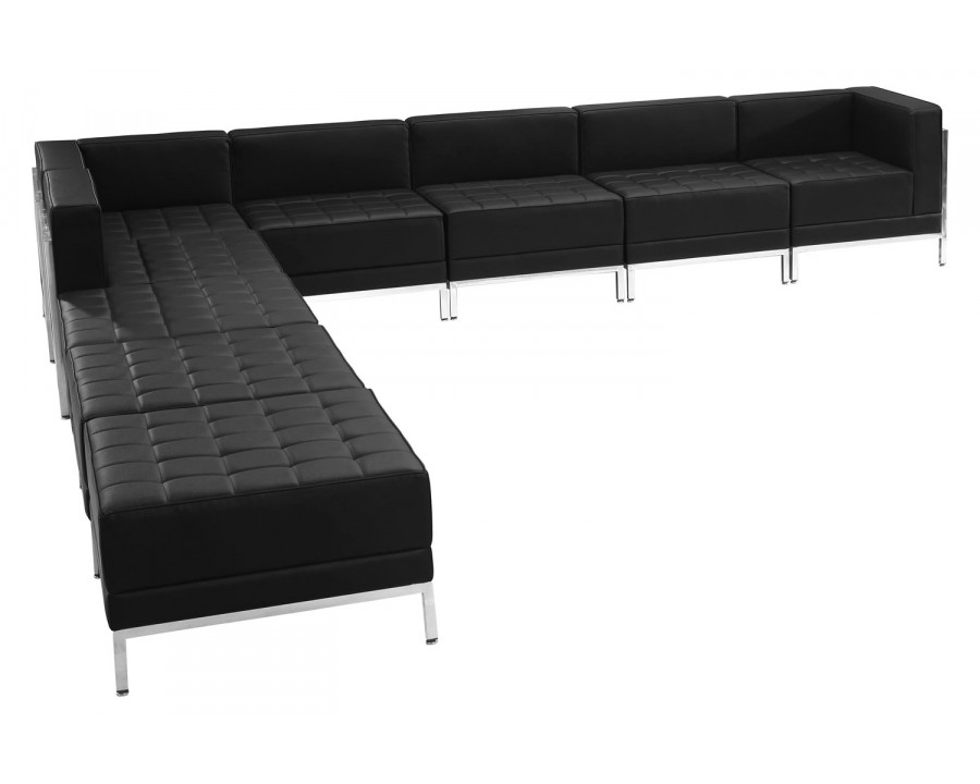 BLNK HERCULES Imagination Series Set 11 LeatherSoft Sectional Configuration 9 Pieces - Black