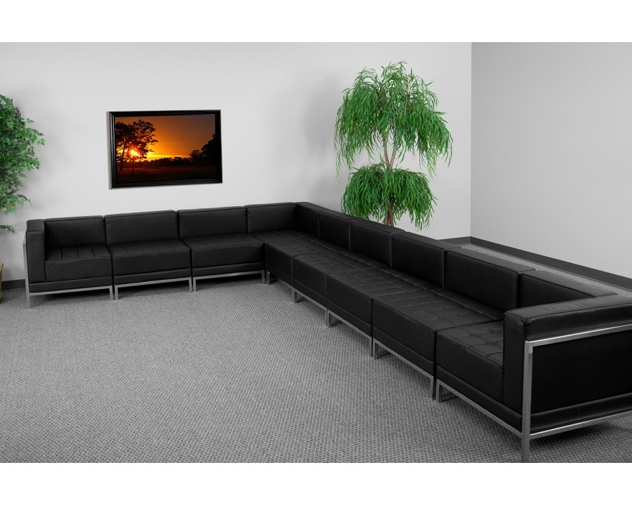 BLNK - HERCULES Imagination Series Set 3 LeatherSoft Sectional Configuration 9 Pieces in Black