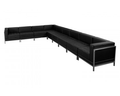 BLNK - HERCULES Imagination Series Set 3 LeatherSoft Sectional Configuration 9 Pieces in Black