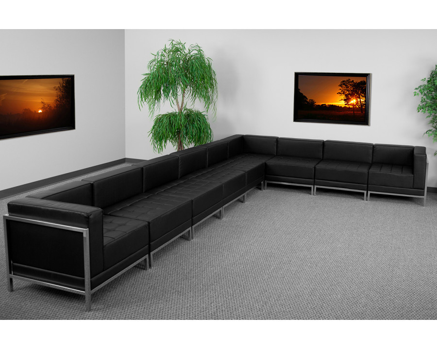 BLNK - HERCULES Imagination Series Set 4 LeatherSoft Sectional Configuration 9 Pieces in Black