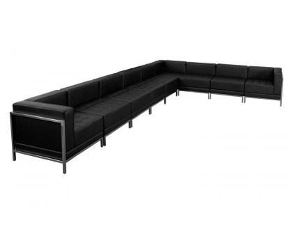 BLNK - HERCULES Imagination Series Set 4 LeatherSoft Sectional Configuration 9 Pieces in Black