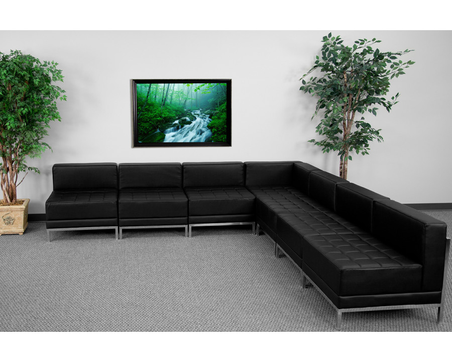 BLNK - HERCULES Imagination Series Set 6 LeatherSoft Sectional Configuration 7 Pieces in Black