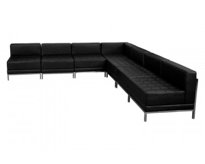 BLNK - HERCULES Imagination Series Set 6 LeatherSoft Sectional Configuration 7 Pieces in Black