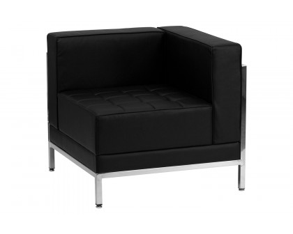 BLNK - HERCULES Imagination Series Set 6 LeatherSoft Sectional Configuration 7 Pieces in Black