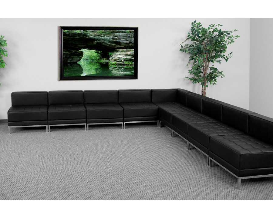 BLNK - HERCULES Imagination Series Set 7 LeatherSoft Sectional Configuration 9 Pieces in Black