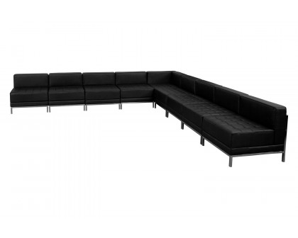 BLNK - HERCULES Imagination Series Set 7 LeatherSoft Sectional Configuration 9 Pieces in Black