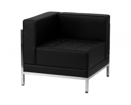 BLNK - HERCULES Imagination Series Set 7 LeatherSoft Sectional Configuration 9 Pieces in Black