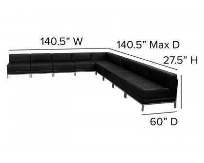 BLNK - HERCULES Imagination Series Set 7 LeatherSoft Sectional Configuration 9 Pieces in Black