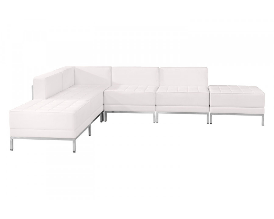 BLNK HERCULES Imagination Series Set 8 LeatherSoft Sectional Configuration 6 Pieces - Melrose White