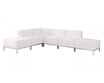 BLNK HERCULES Imagination Series Set 8 LeatherSoft Sectional Configuration 6 Pieces - Melrose White