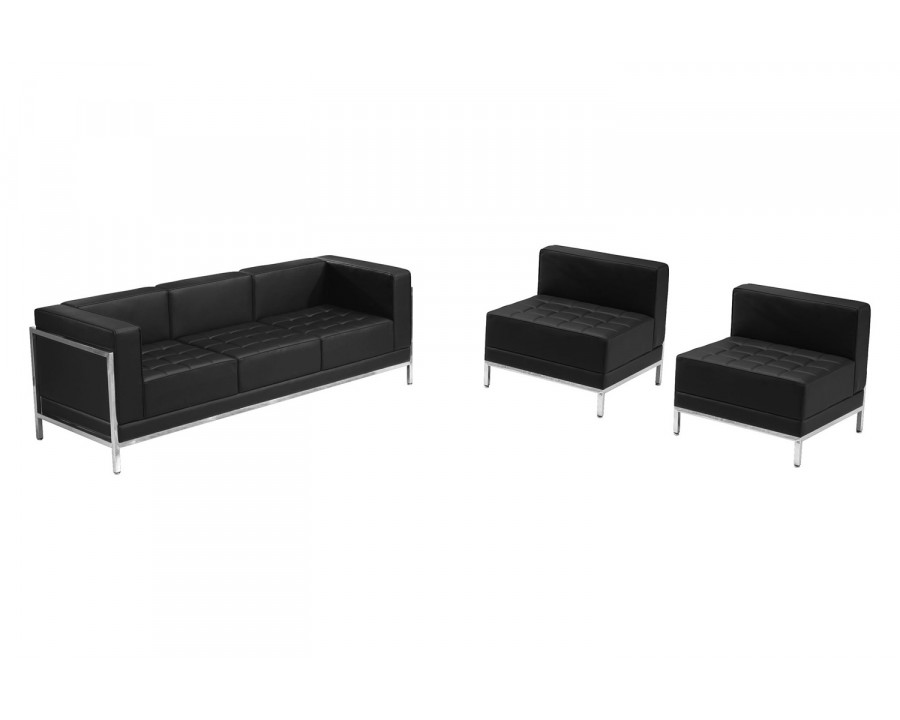 BLNK HERCULES Imagination Series Set 13 LeatherSoft Sofa and Chair Set - Black