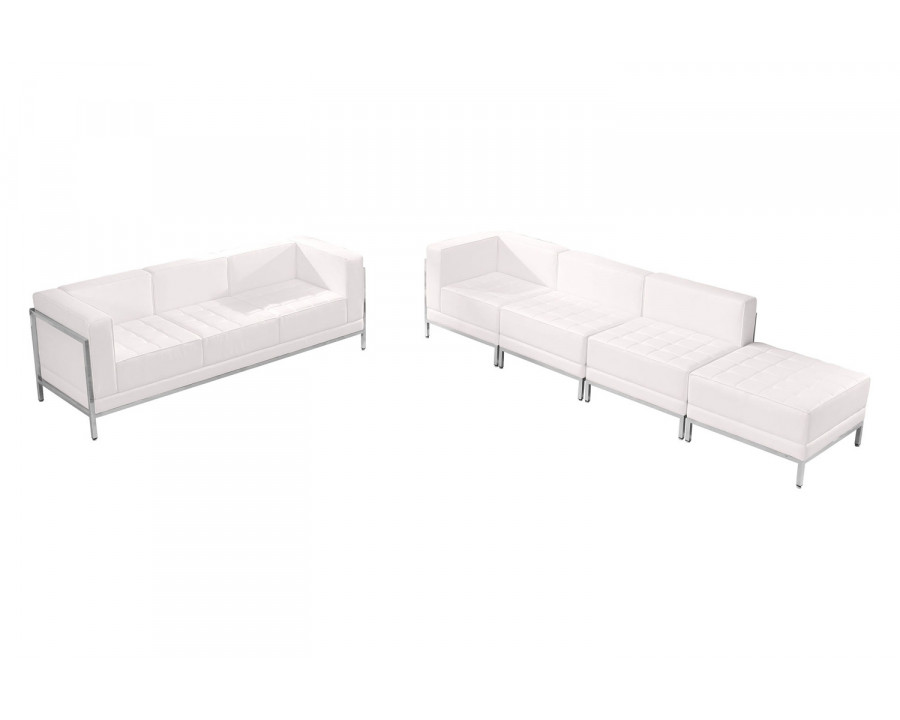 BLNK HERCULES Imagination Series LeatherSoft Sofa and Lounge Chair Set 5 Pieces - Melrose White