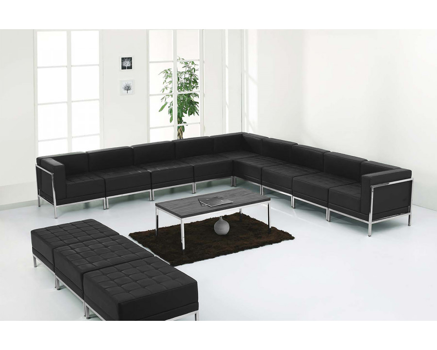 BLNK HERCULES Imagination Series LeatherSoft Sectional and Ottoman Set 12 Pieces - Black