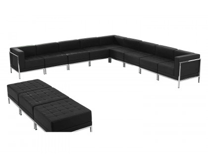 BLNK HERCULES Imagination Series LeatherSoft Sectional and Ottoman Set 12 Pieces - Black