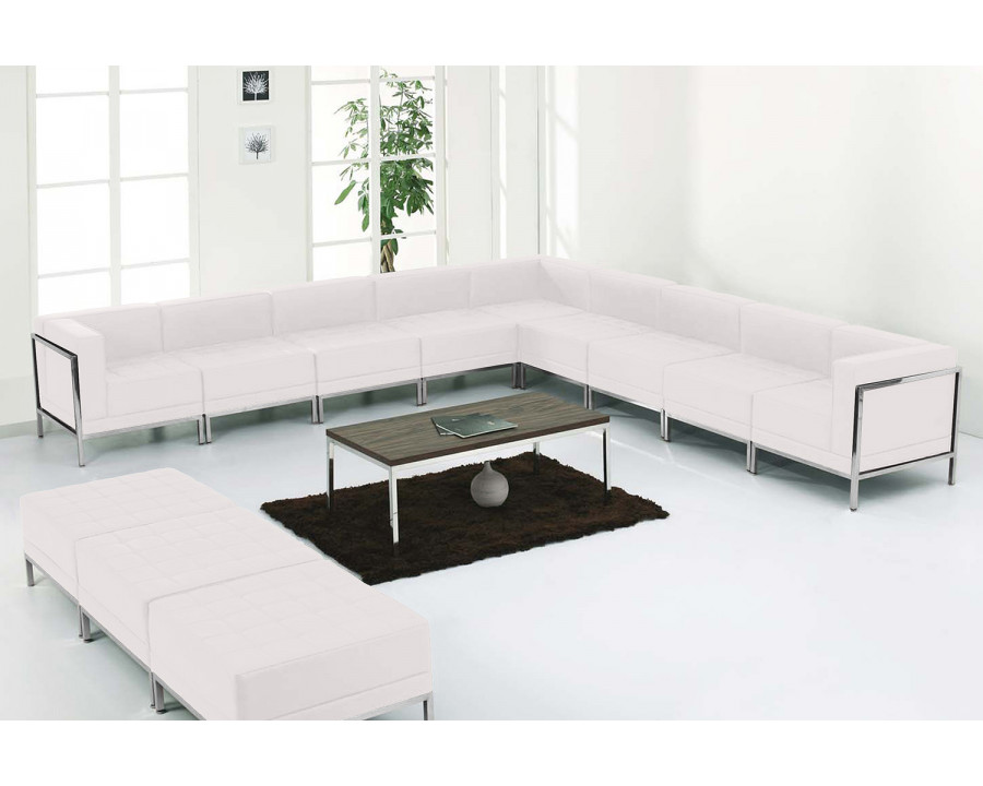 BLNK HERCULES Imagination Series LeatherSoft Sectional and Ottoman Set 12 Pieces - Melrose White