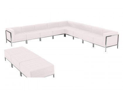 BLNK HERCULES Imagination Series LeatherSoft Sectional and Ottoman Set 12 Pieces - Melrose White