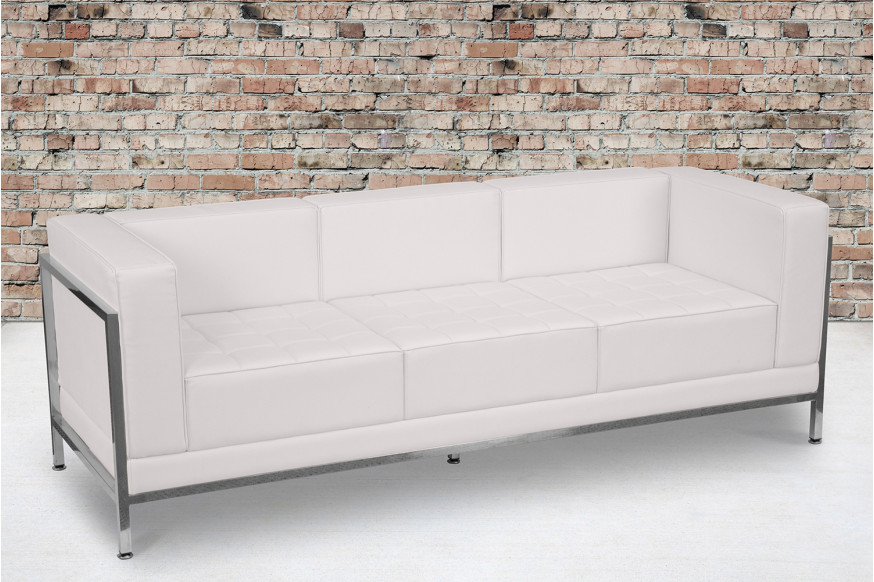 BLNK™ HERCULES Imagination Series LeatherSoft Contemporary Sofa with Encasing Frame - Melrose White