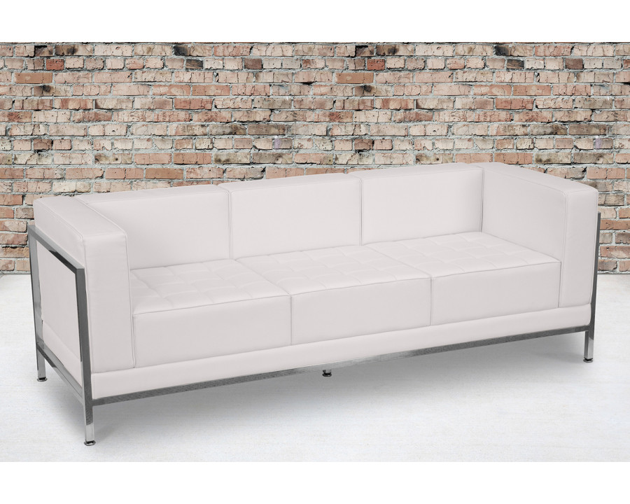 BLNK HERCULES Imagination Series LeatherSoft Contemporary Sofa with Encasing Frame - Melrose White