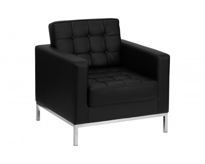 BLNK™ HERCULES Lacey Series LeatherSoft Contemporary Chair with Stainless Steel Frame - Black