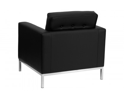 BLNK™ HERCULES Lacey Series LeatherSoft Contemporary Chair with Stainless Steel Frame - Black