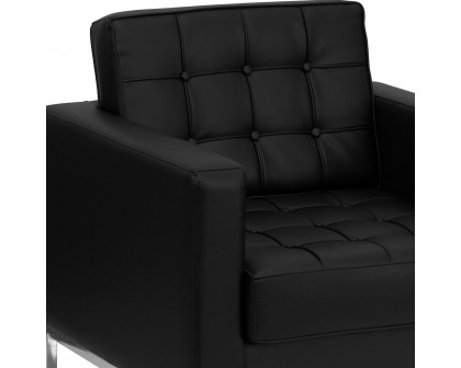 BLNK™ HERCULES Lacey Series LeatherSoft Contemporary Chair with Stainless Steel Frame - Black