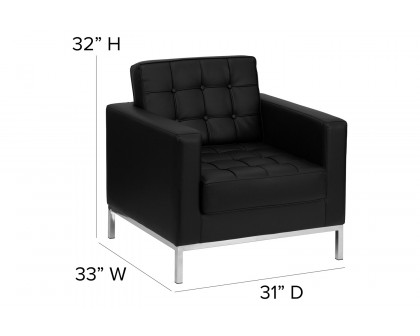 BLNK™ HERCULES Lacey Series LeatherSoft Contemporary Chair with Stainless Steel Frame - Black