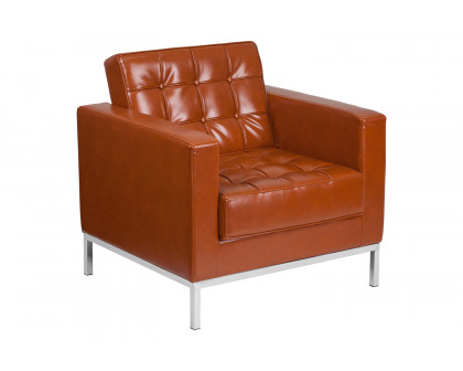 BLNK™ HERCULES Lacey Series LeatherSoft Contemporary Chair with Stainless Steel Frame - Cognac