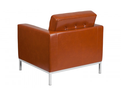 BLNK™ HERCULES Lacey Series LeatherSoft Contemporary Chair with Stainless Steel Frame - Cognac