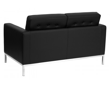 BLNK™ HERCULES Lacey Series LeatherSoft Contemporary Loveseat with Stainless Steel Frame - Black